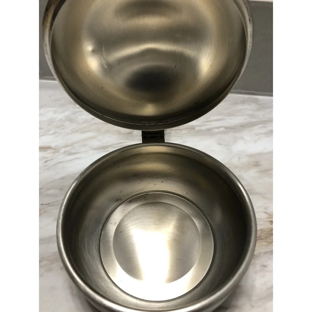 Vintage WEB PEWTER Silent‎ Butler Crumb Catcher #1177 Wood Handle -Sm. Dent